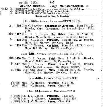 Early Afghan Hound Crufts 1925