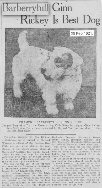 http://www.afghanhoundtimes.com EASTERN DOG CLUB SHOW RESULTS FEB 1921 BARBERRY HILL AND PRIDES HILL